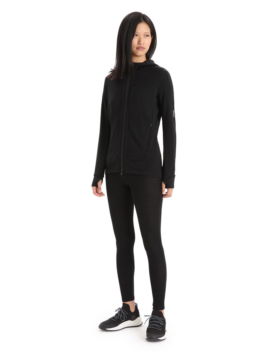 Icebreaker Merino Quantum III Long Sleeve Zip Naisten Huppari Mustat | FI 1678WNBY